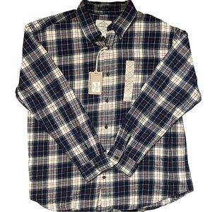 St. John's Bay Navy and White Plaid Shirt XL